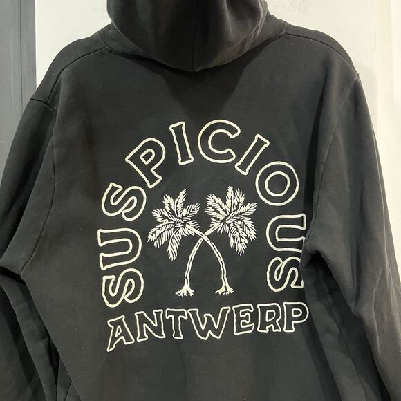 Suspicious Antwerp Drawstring Pullover Palm Tree Hoodie Embroidered Men’s Large - Picture 4 of 6